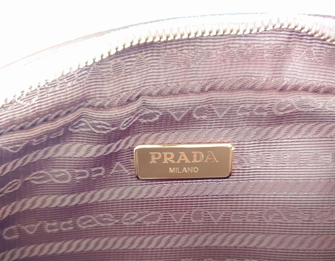 PRADA Leather Pouch Pochette Metal Logo Mini Shoulder White PRADA thumbnail 8