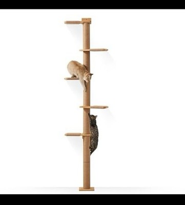 Tall Cat Tree, 5 Tier Floor to Ceiling Cats Tower, Wall-Mounted Kitten Scratc...
