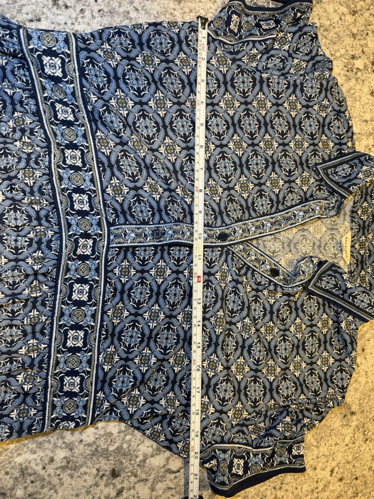 Max Studio Blue Geometric Pattern Collared Dress … - image 3