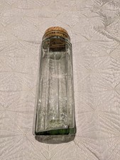Vintage Tall 12” Recycled Glass Spaghetti Pasta Jar With Cork Lid VGC