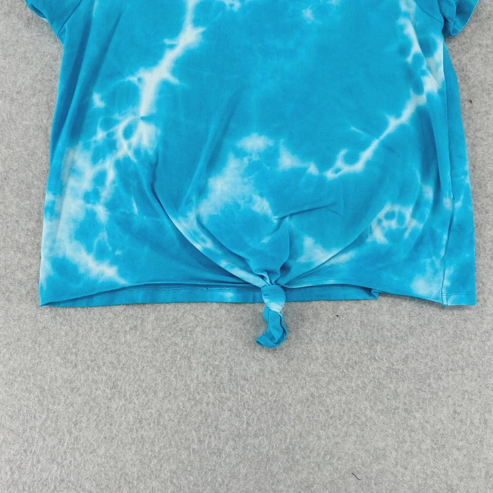 Camiseta Earth Yoga Top Mujer XL Azul Tie Dye Manga Corta Corbata Frontal Foto 3 de 4