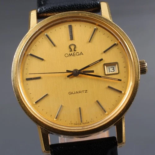 Vintage 1978 OMEGA Quartz Cal.1342 Date Seamaster Gold 35mm Mens Watch New Batt