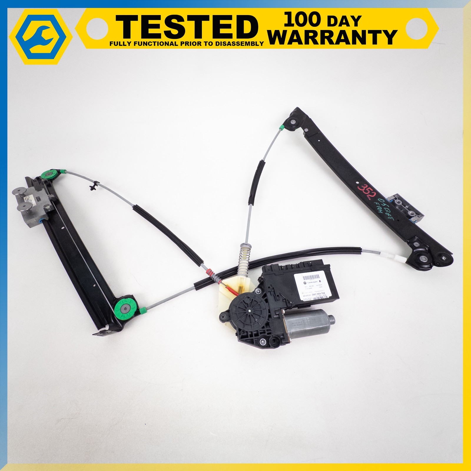 03-07 BENTLEY CONTINENTAL GT COUPE FRONT RIGHT DOOR WINDOW REGULATOR W/MOTOR OEM