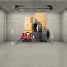 Overhead Garage Lifting Storage Rack, Adjustable Height Garage Storage Rack