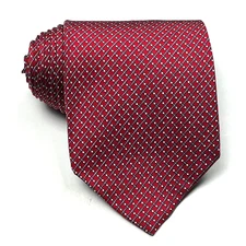 Brooks Basics Mens Silk Tie Geometric Micro Squares Red Made In USA Necktie