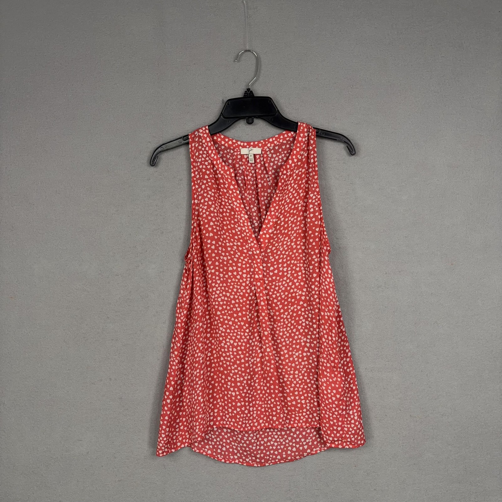 Joie Tank Top Womens Medium Red Heart Print 100% Silk Sleeveless Valentines Date