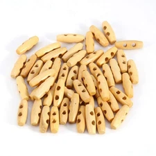 50Pcs Wood Toggle Buttons, 3cm x 5mm, Beige, Oval, Sewing Buttons