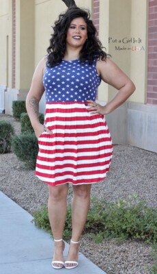 New PLUS SIZE Womens USA AMERICAN FLAG 