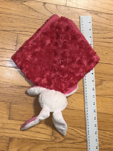 Blankets & Beyond Hot Pink Bunny Rabbit Rosette Swirl Security Blanket/ Lovey - Picture 3 of 3
