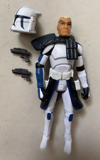 Star Wars 3.75" Figure Clone Wars Animated Captain Rex 2008 w/ Helmet & Blasters