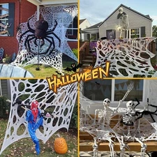 Massive Stretchable Spider Web - Giant Elastic Halloween Decor For Bushes Porch 