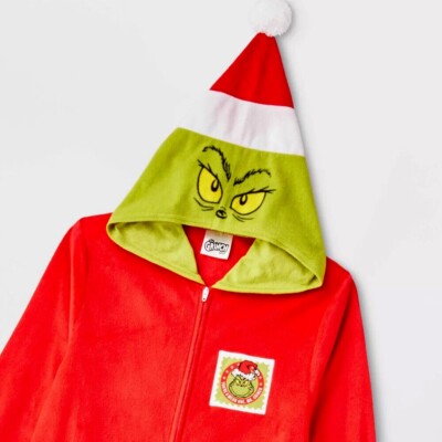 PDYLZWZY The Grinch - Pigiama Da Uomo Per Bambini, In Peluche Caldo E Caldo, Con Cappuccio Per Le Vacanze, Il Grinch, Che Ha Rubato Il Costume Di Natale Della Famiglia Grinch, Adults