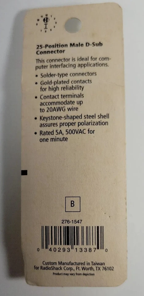 Radioshack D-Sub Male Solder-Type  Connector 25 Position 276-1547 NIP - Image 4 of 4