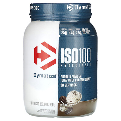 ISO100  Hydrolyzed, 100% Whey Protein Isolate, Cookies & Cream, 1.36 lb (620 g)