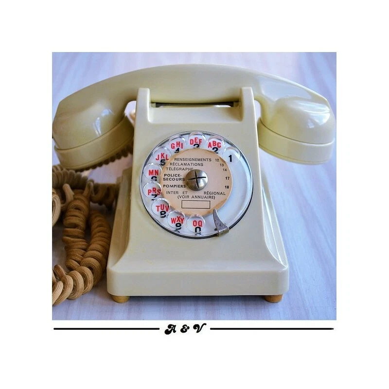 Ancien Téléphone Bakélite Paris PTT – Cadran Numéroteur Art Déco Années 1920