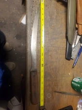  Vintage DEXTER 32714  Carbon Steel Cimeter Butcher Knife -  18in long 13in blad