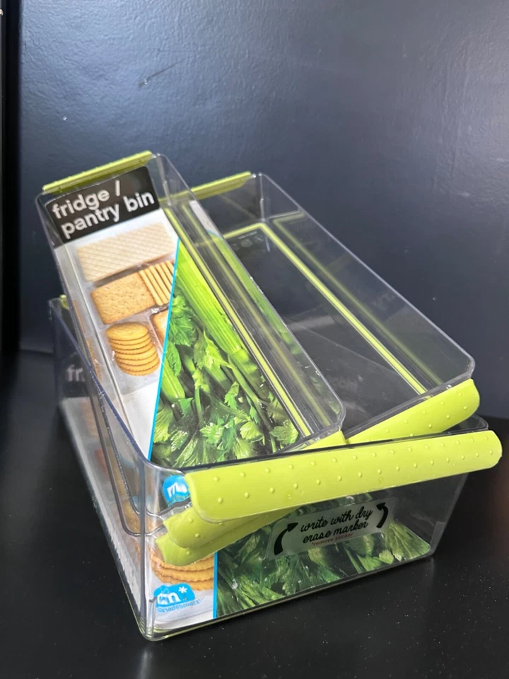 3 Refrigerator Organizer Bins Soft-grip Handles for Pantry, Fridge, Storage - Imagem 2 de 4