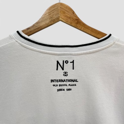 Stussy No.1 International Sweatshirt White Red Stripe Cotton Pullover Women’s 12 - Picture 7 of 12
