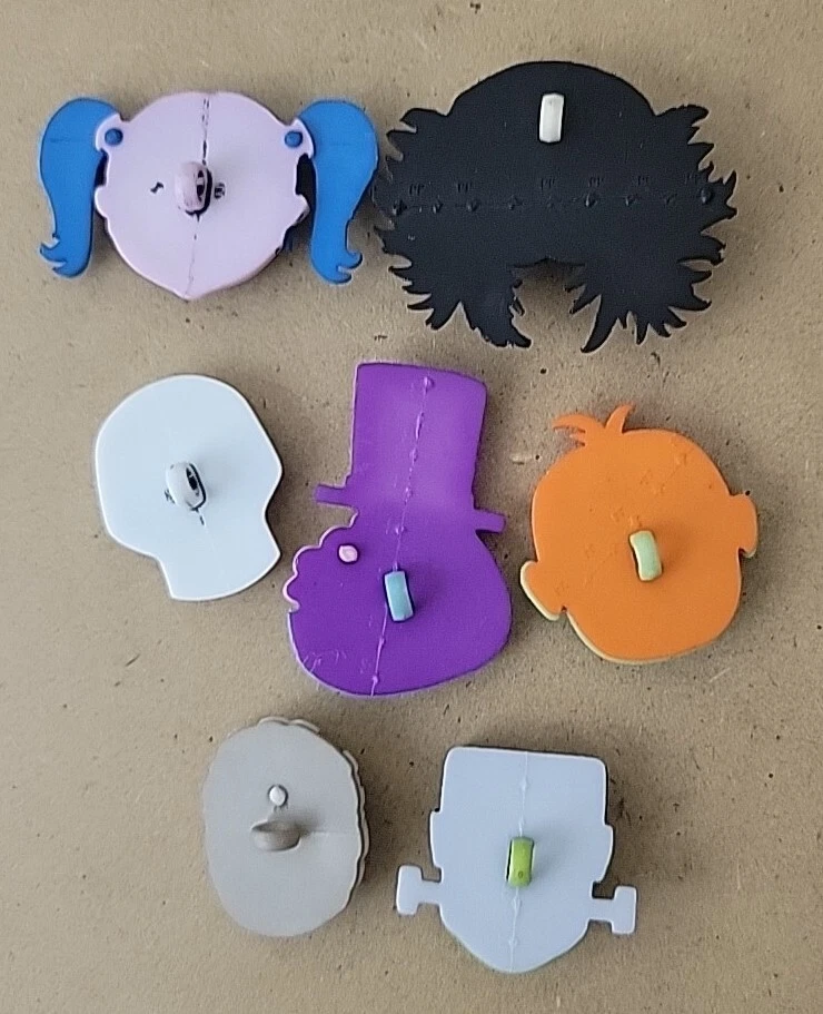 7 Halloween Monster Shaped Shank Buttons w/ Googly Eyes Spooky Scary - Image 2 of 3