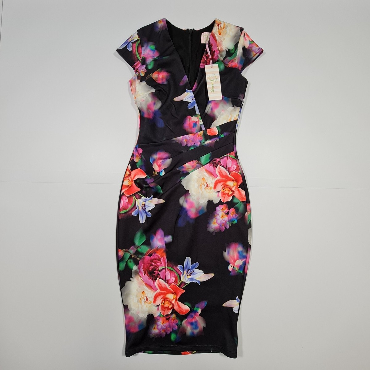 With Love Jessica Womens Dress Black UK Floral Sleeveless