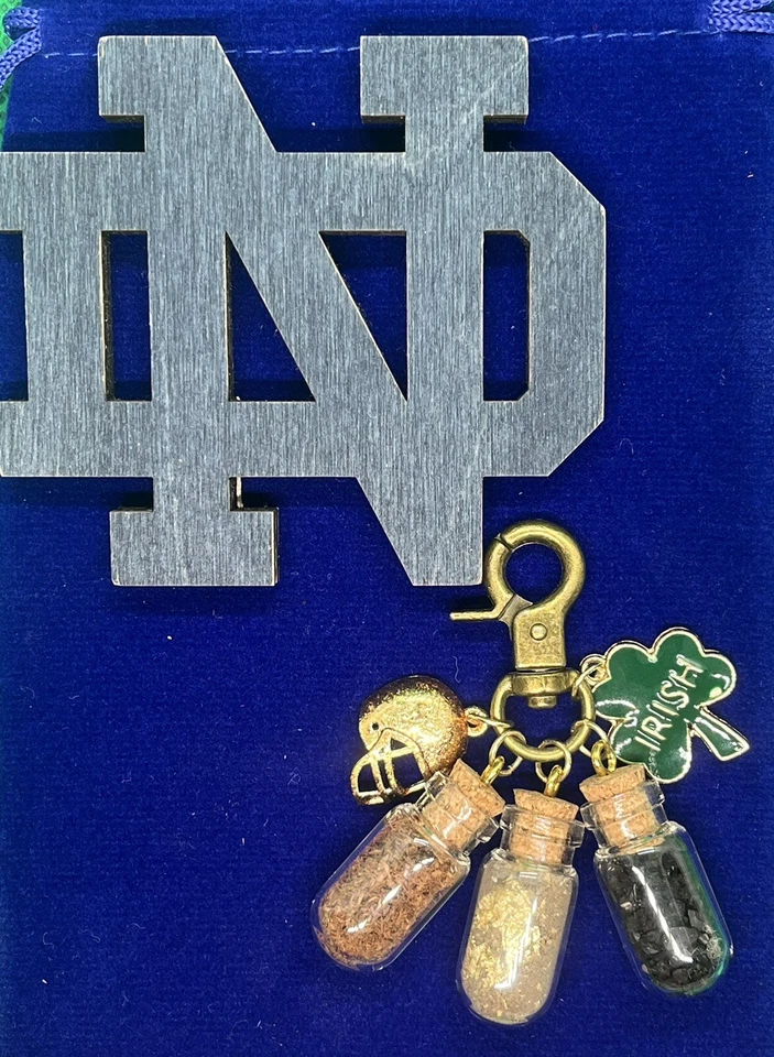 Notre Dame Football Themed Keychain (ND stadium Gold, Astroturf, Wood seating) - Image 2 of 4