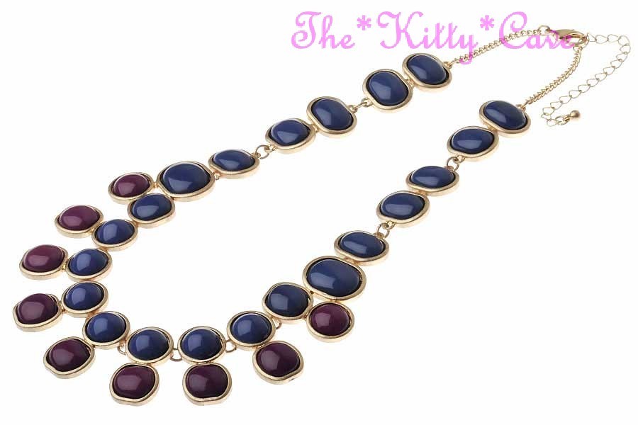 Collier Long Perles Bleu Et Rouge Style Maharaani Indien - Or Mat, Longueur Réglable, Neuf Avec étiquettes