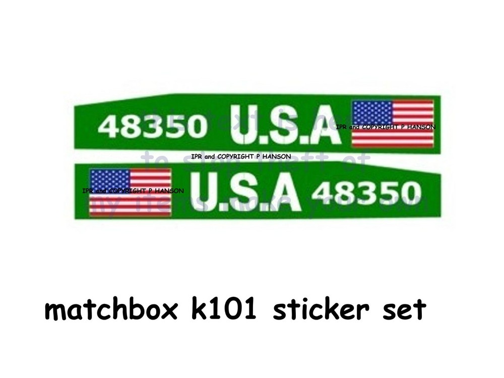 Matchbox K101 Sherman Tank Sticker Set for Model Kits