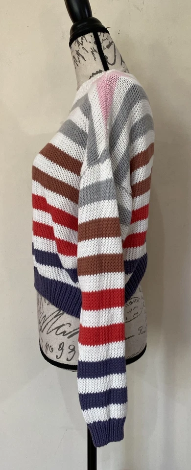 Suéter para mujer J + L John + Jenn pequeño a rayas multicolor 100 % algodón talla XS Foto 2 de 4