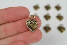 12 Heart Charms Heart In Heart Antique Gold Tone 17 x 12 mm US Seller 1072