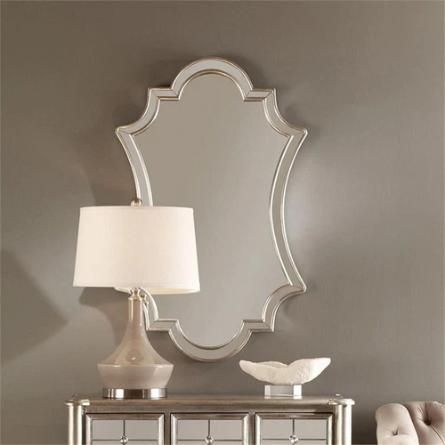 Uttermost Elara PU MDF Wood and Glass Wall Mirror in Antiqued Silver - Picture 3 of 5