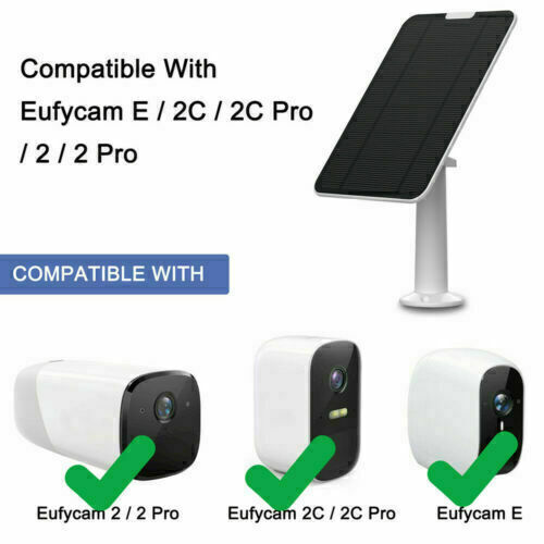 Solar Panels 11.8ft for Eufy Eufycam Cam E/2C/E/2 Pro Wall Mount W/ USB Cable - Picture 2 of 12