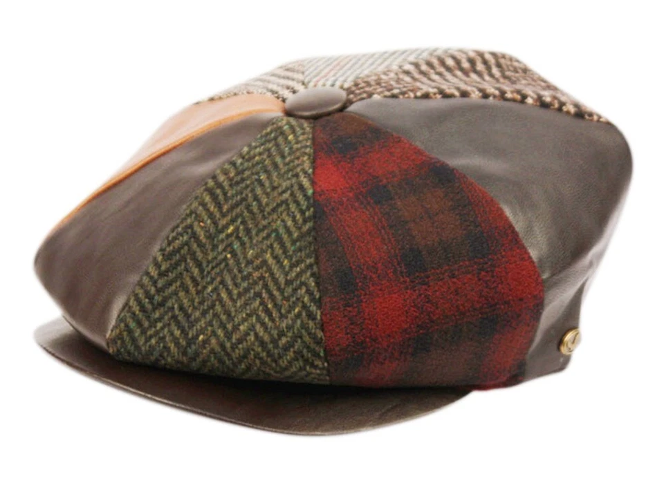  Otoño Invierno Para hombres Patchwork Cuadros Manzana 100% Lana Gorra Newsboy Cabbies Golf Sombrero  Foto 2 de 4