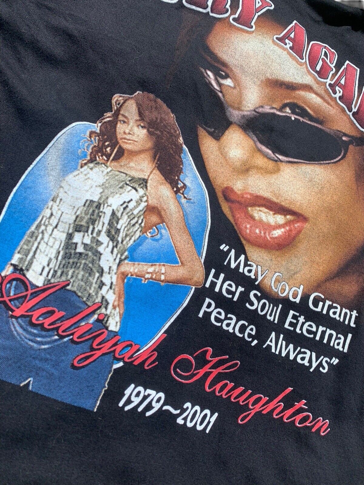 Vintage 2001 Aaliyah Memorial Black T-Shirt Men’s… - image 3
