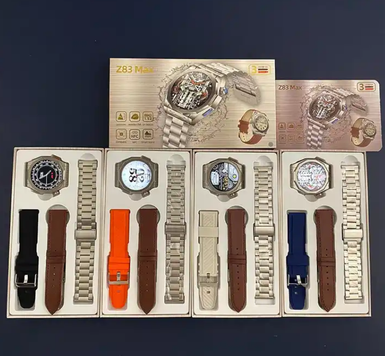 Z83 Max Smart Watch with 3 straps BT 5.3 1.52 inch amoled round