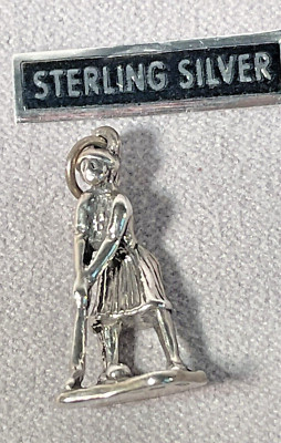 STERLINGSILBER 925 Golfen weibliche Golfer 3D Armband Charm hergestellt in den USA Schmuck NEU