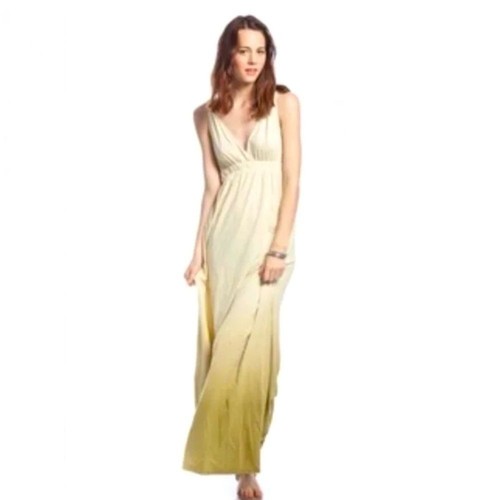 Gypsie 05 Ombré Maxi Dress V-Neck Twist Straps Boho Goddess Roman Summer Sz M