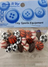 Dress It Up Tiny Sports Balls Football Soccer Baseball Basketball Buttons  - 200