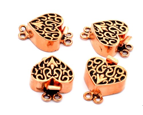 5 Fermoirs Boîte Bali En Cuivre Antique - 24x14x13mm, Pour Bracelet/collier, Fabrication Artisanale