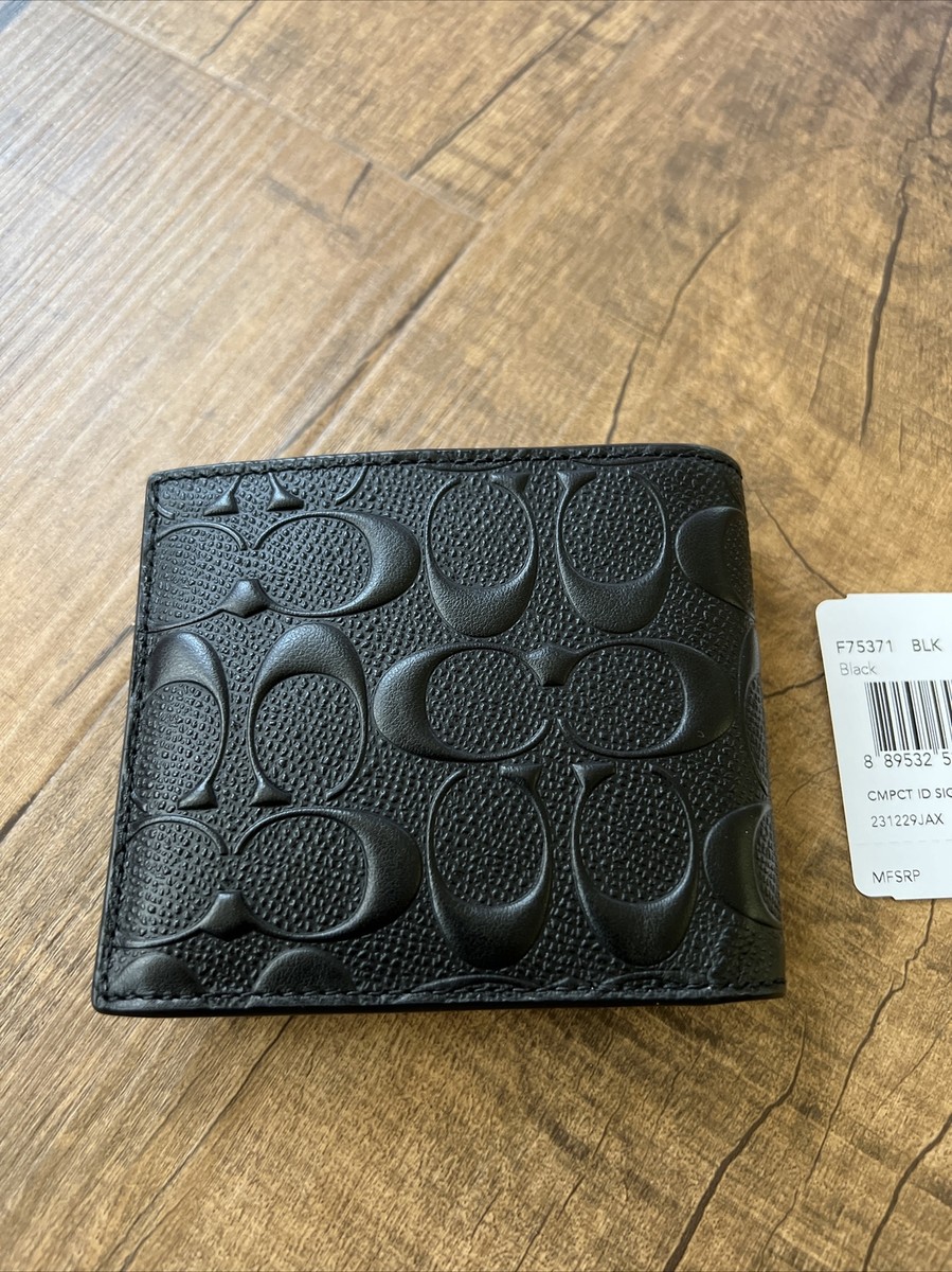 NWT Coach F75371 Men Compact ID 3 in 1 Wallet Bifold Embossed