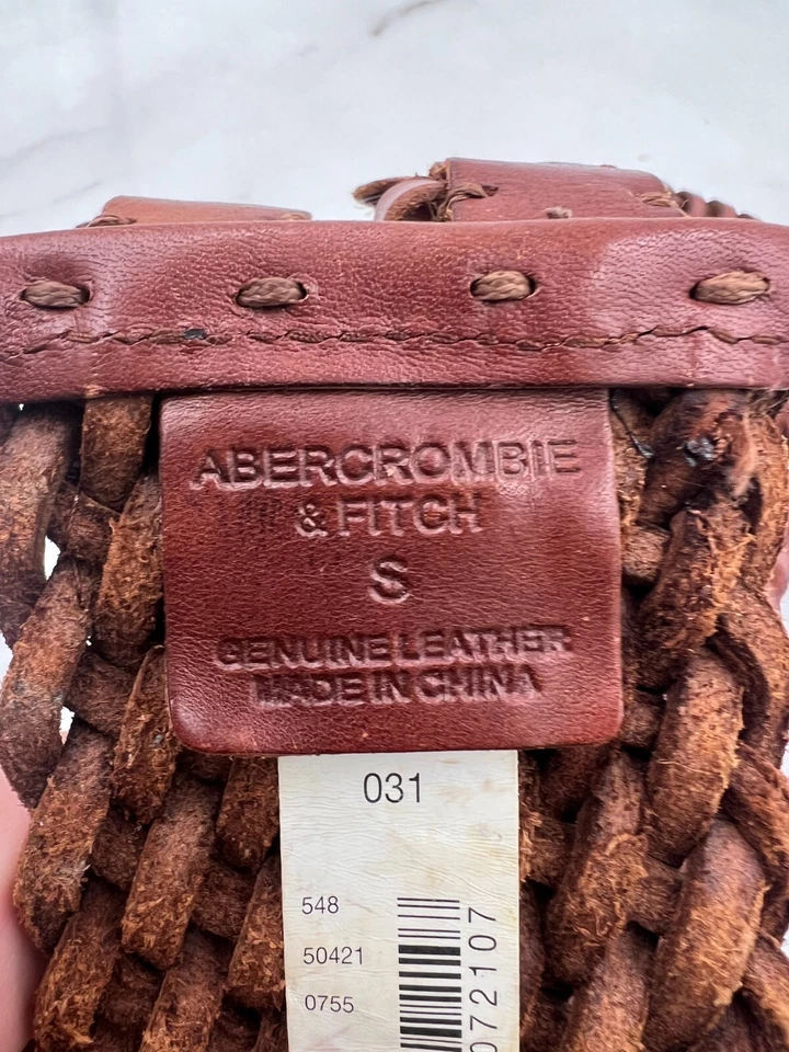 Cinturón de Colección Abercrombie & Fitch Mujer Pequeño Cuero Marrón Doble Trenzado Foto 3 de 4