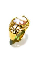 Ring Kamee Natürlich Inciso Hand Silber 925 Vergoldet Gelb Einstellbar