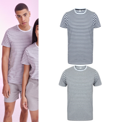 SF unisex gestreiftes T-Shirt (202) - lässiger Kurzarm-Tee