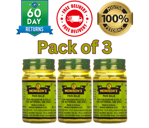 3er/6er Pack Monisons Ayurvedischer Schmerzbalsam Erkältung & Kopfschmerzen - 100g - Kostenloser Versand & Rückgabe