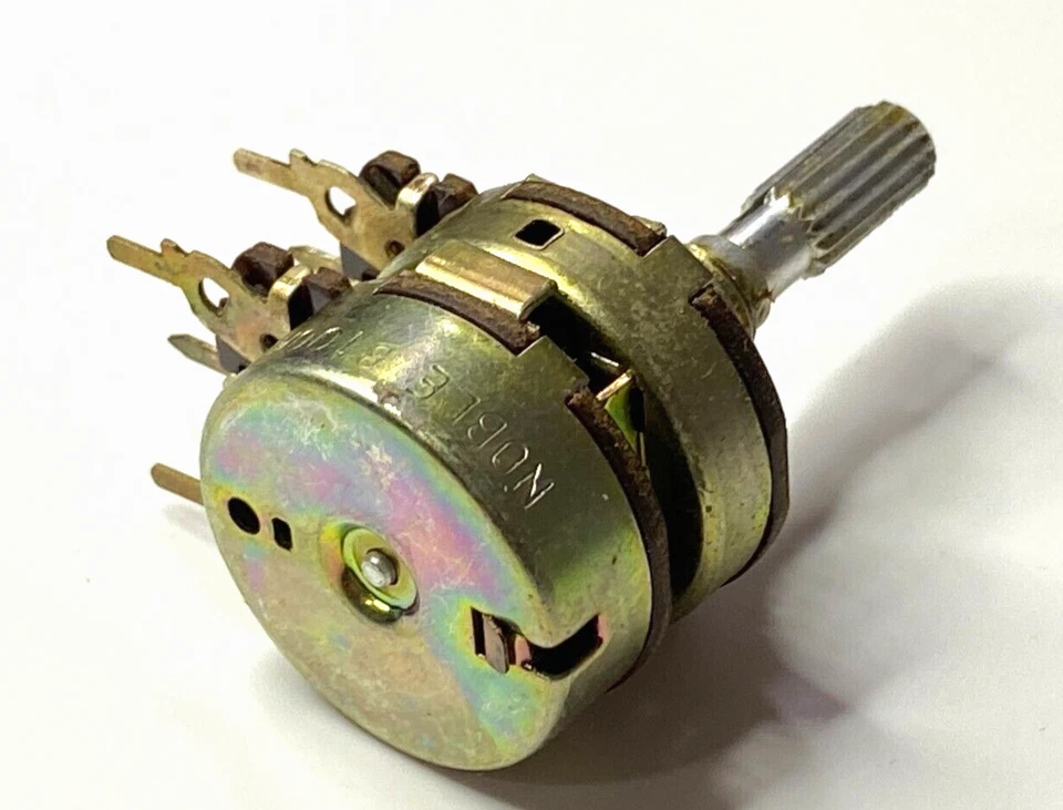 1pcs - NOBLE B-100K x2 2-Gangs DUAL Audio Potentiometer Knurled - JAPAN - Image 3 of 4