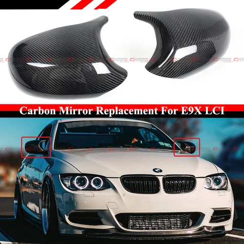 FOR 08-11 BMW E90 /10-13 E92 E93 LCI M HORN CARBON FIBER REPLACEMENT MIRROR CAPS