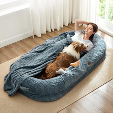 Orthopedic Human Dog Bed,With Faux Fur Washable Cover,Blanket