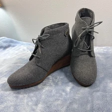 Dr. Scholls Conquer Wedge Ankle Booties Gray Flannel Comfort Women's Size 7M
