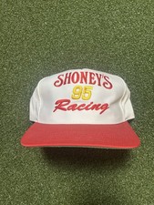 Vintage Shoneys Racing Snapback Hat 95 90s NASCAR Made In USA Cap White Red