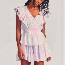 LoveShackFancy Gwen Mini Dress Tie Dye Size Small