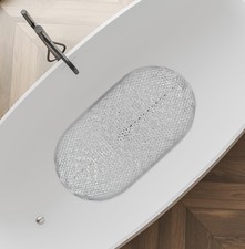 Metallic Bathtub Mat Non-Slip, Shower Mat with Suction Cups and Drain Hole
